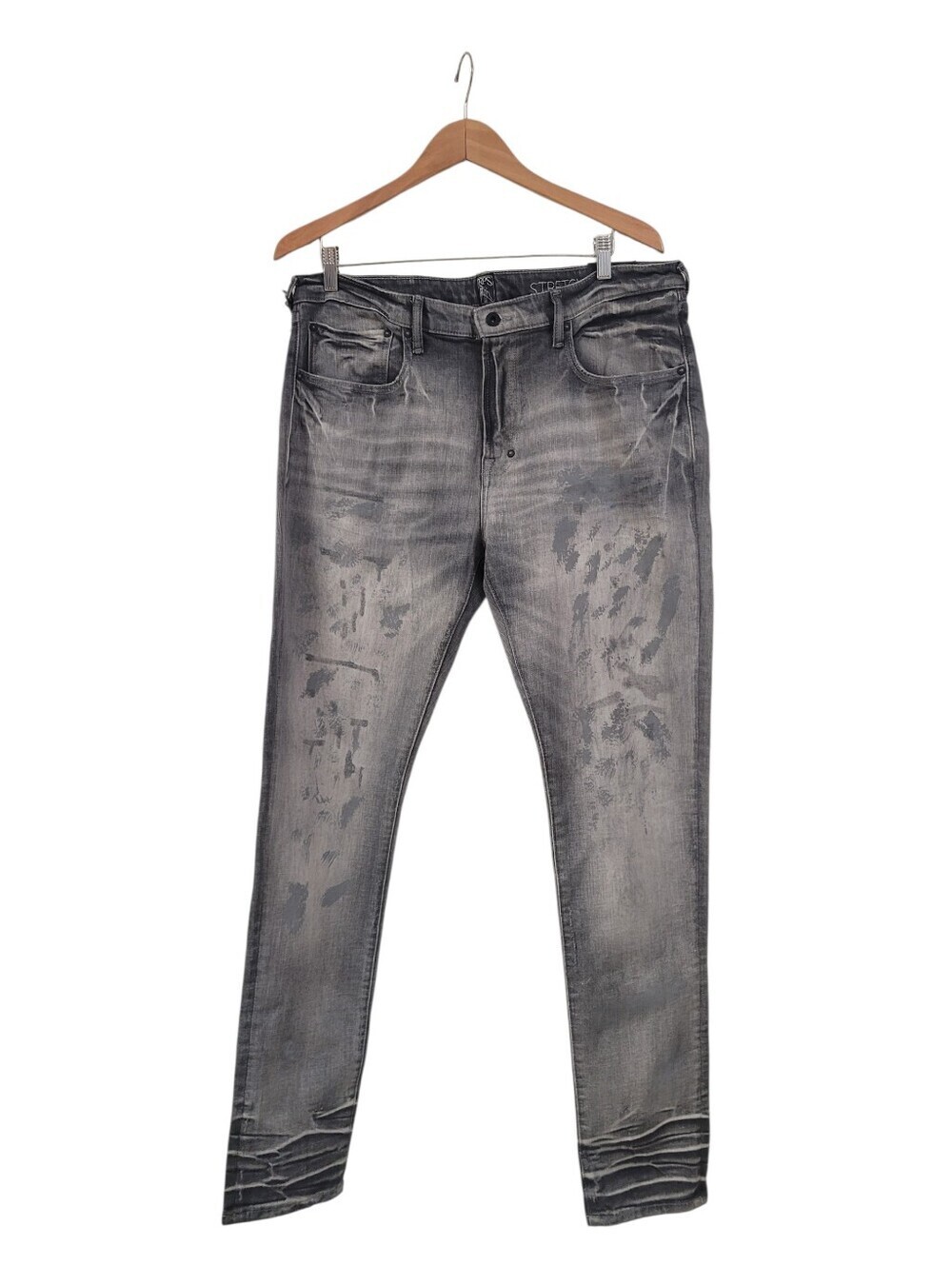 New PRPS cayenne Super Skinny Fit Stretch Jeans Gray Distressed Faded 38 x 34